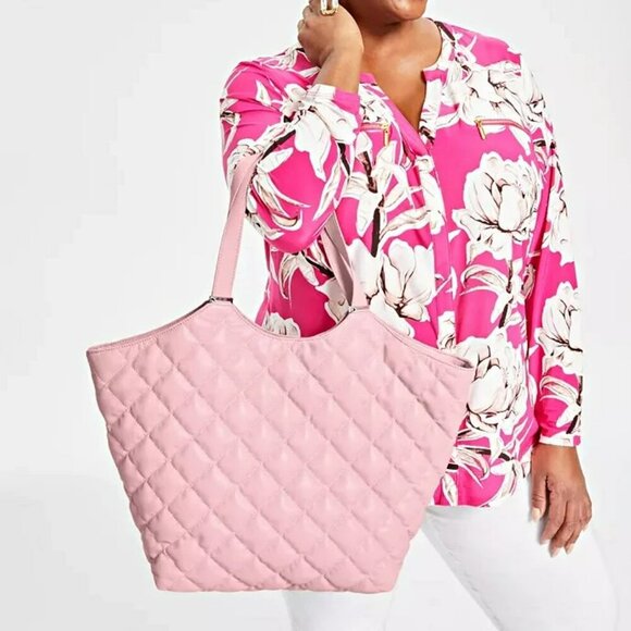 I.N.C. International Concepts Andria Quilted Extra Large Tote Pink (MSRP $100) - Picture 3 of 11